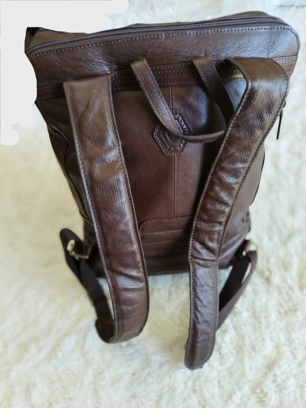 Hidesign Brown Genuine Leather Convertible Backpack Shoulder Purse Travel Bag